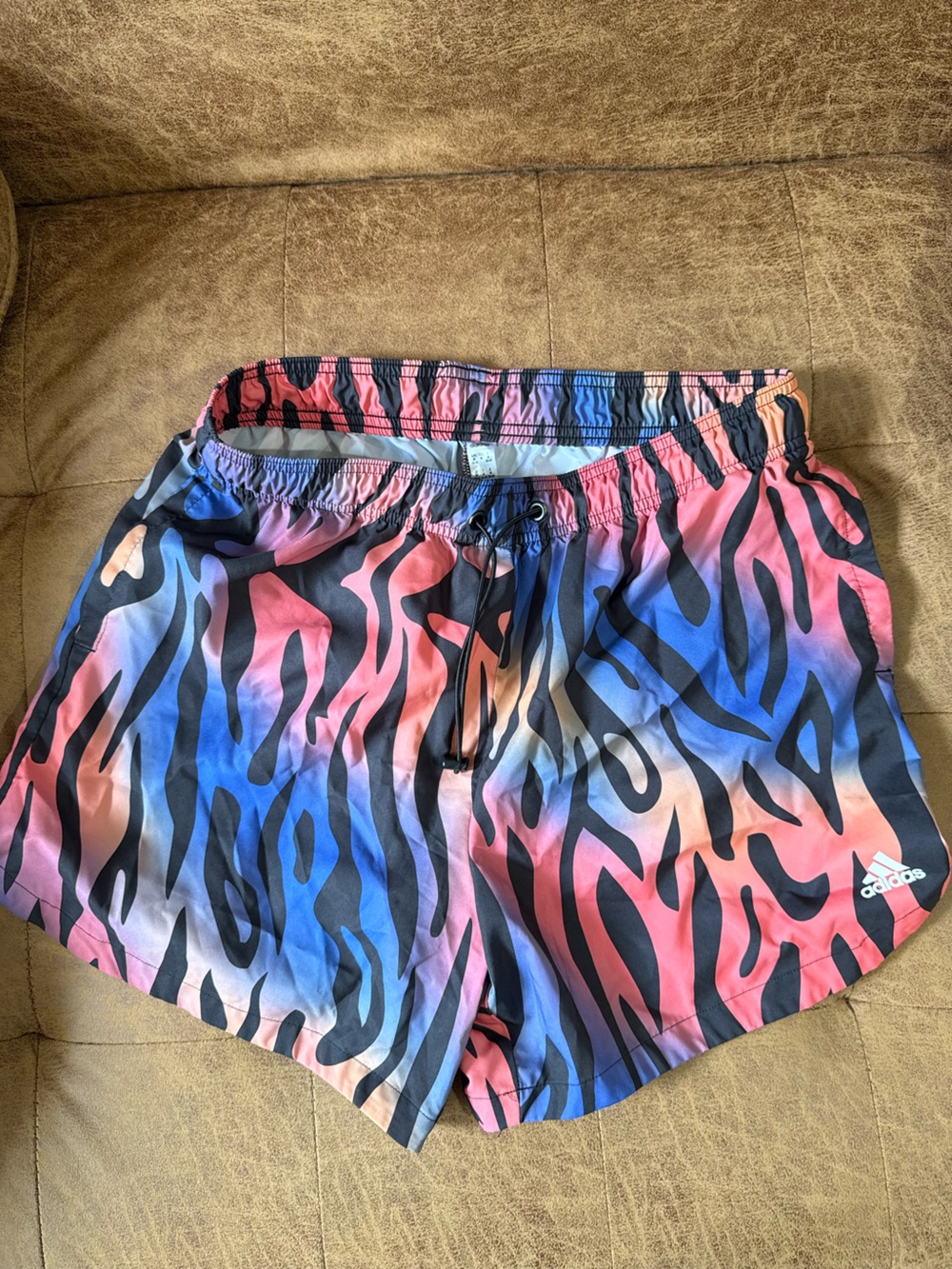 adidas Rainbow Zebra Stripe Athletic Shorts
